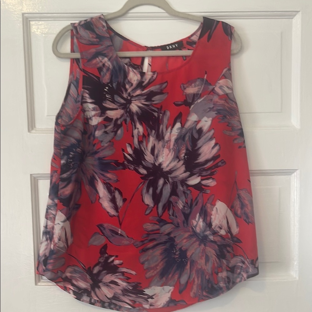 DKNY Red & Blue Floral Tank Top